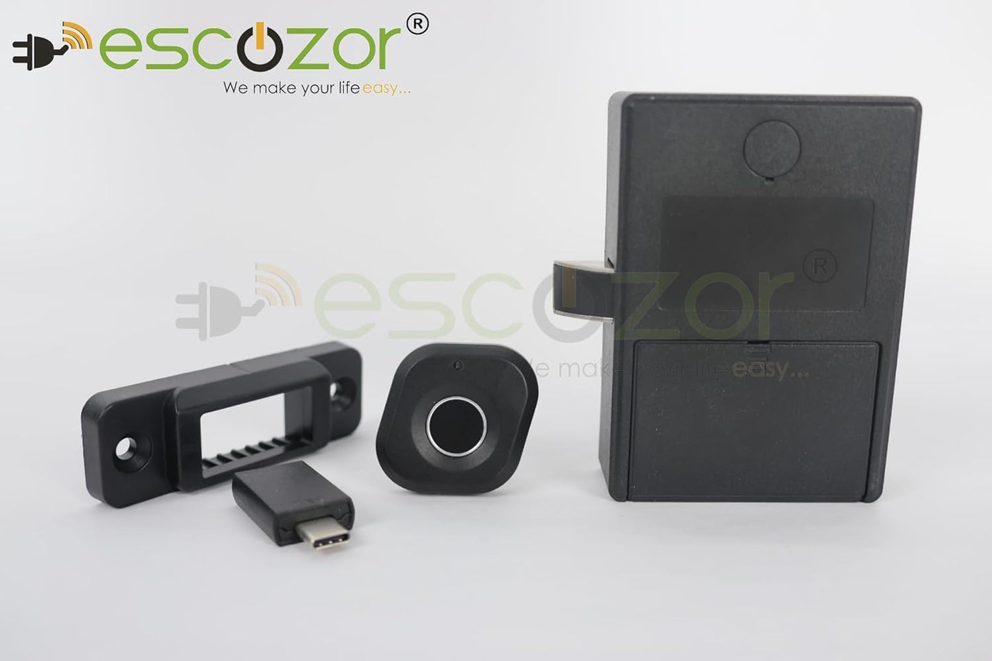 Escozor® DFL01 Smart Biometric Fingerprint Drawer Lock - Safety Electric Cabinet Lock for Wardrobe and Furniture Privacy (Up to 10 Fingerprints, With Ekey)
