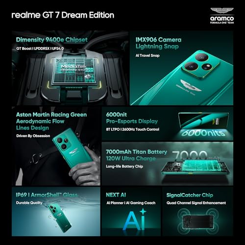 realme GT 7 (IceSense Blue,12GB+256GB) | India's 1st MediaTek Dimensity 9400e Chipset | Strongest Battery Combo 7000mAh + 120W | AI 4K 120FPS Travel Camera | 360° Cooling IceSense Design with Graphene