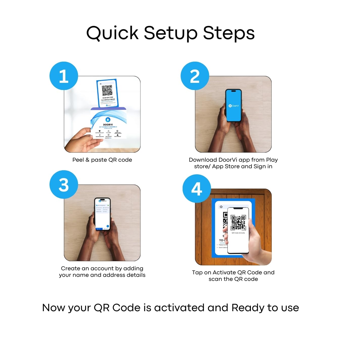 DoorVi Smart Video Doorbell Powered by QR Code Technology | Wireless Video Call & Intercom | No Electricity or Wi-Fi Required | 2-Way Talk | Square Sticker