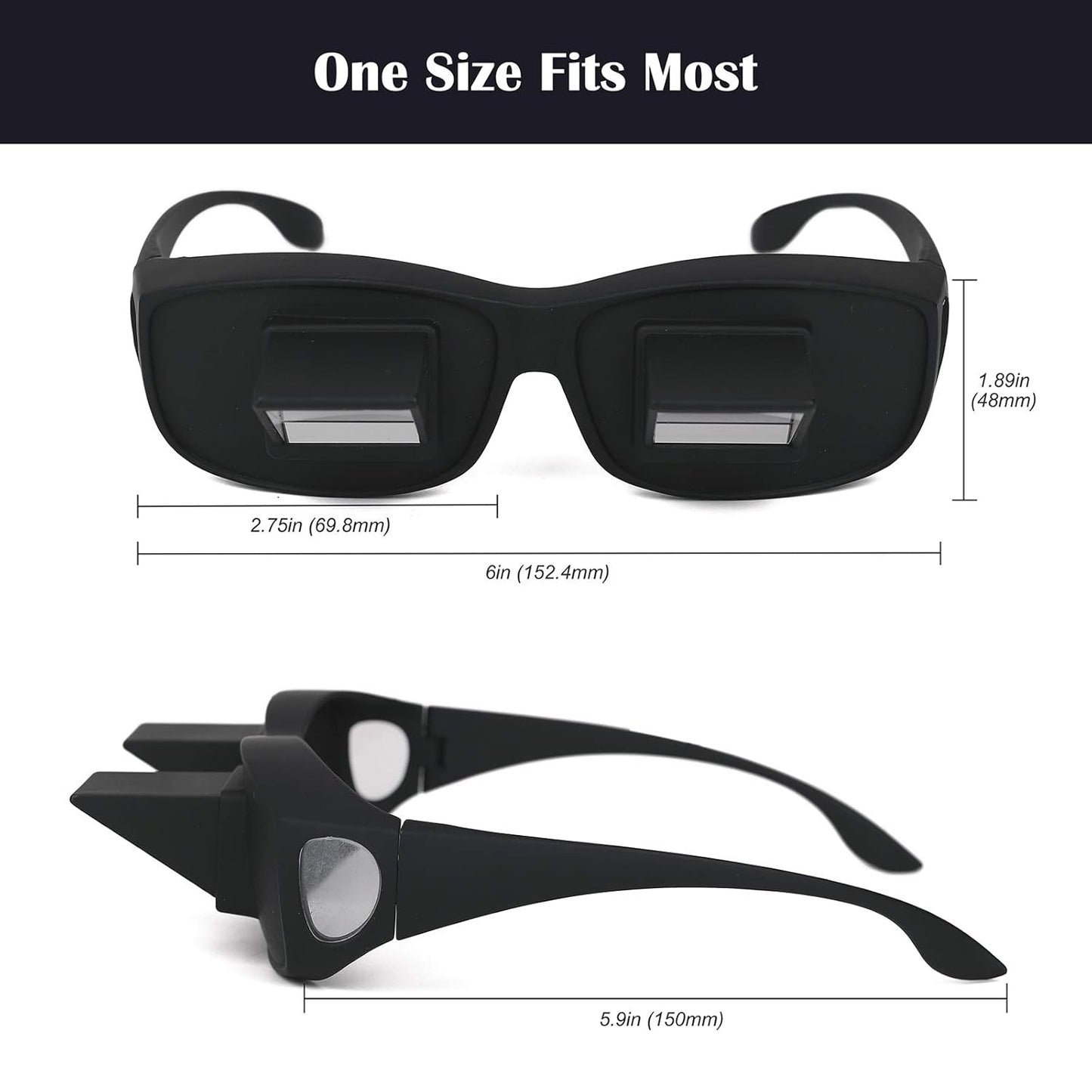 F Flammi Non-Magnetic Prism Glasses Horizontal Glasses Lazy Spectacles Lie Down for Reading/Watching TV