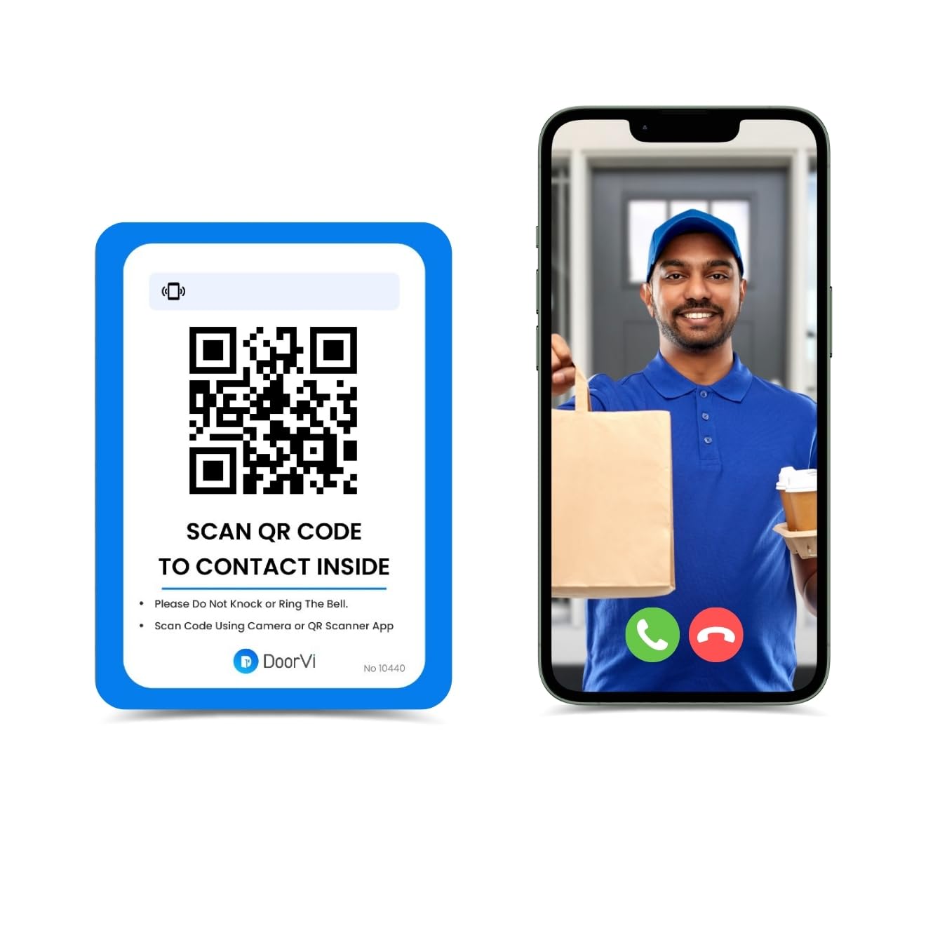 DoorVi Smart Video Doorbell Powered by QR Code Technology | Wireless Video Call & Intercom | No Electricity or Wi-Fi Required | 2-Way Talk | Square Sticker