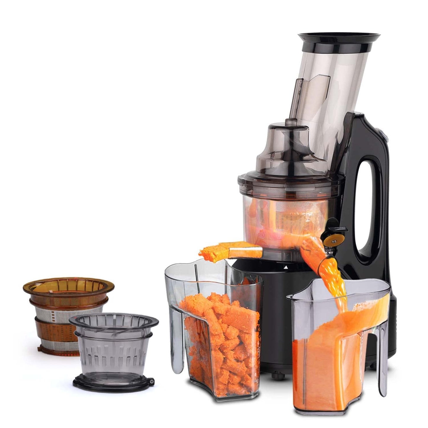 AGARO Imperial Slow Juicer, Professional Cold Press Whole Slow Juicer, 240 Watts Power Motor, 3 Strainers, All-in-1 Fruit & Vegetable Juicer, Grey/Black