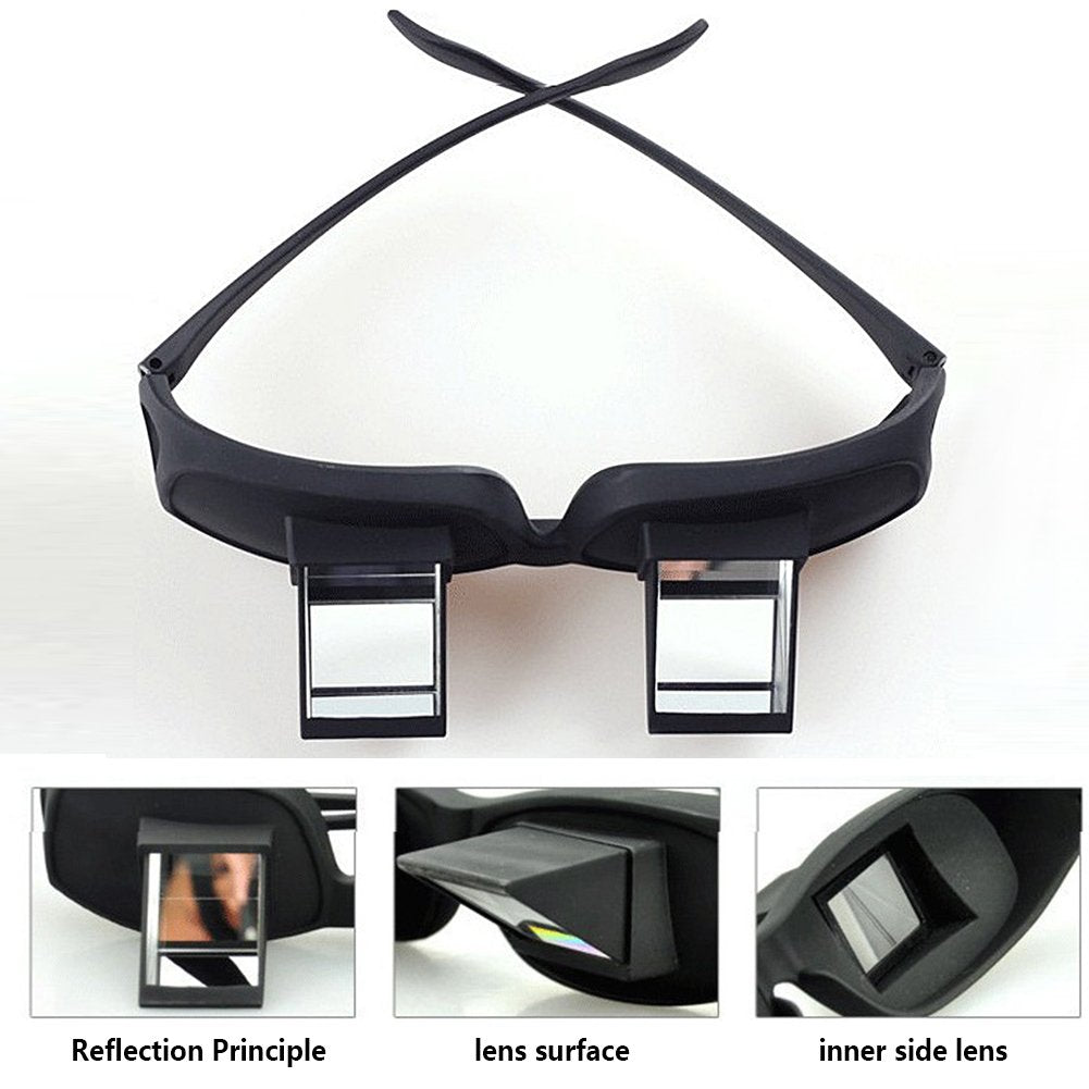 F Flammi Non-Magnetic Prism Glasses Horizontal Glasses Lazy Spectacles Lie Down for Reading/Watching TV