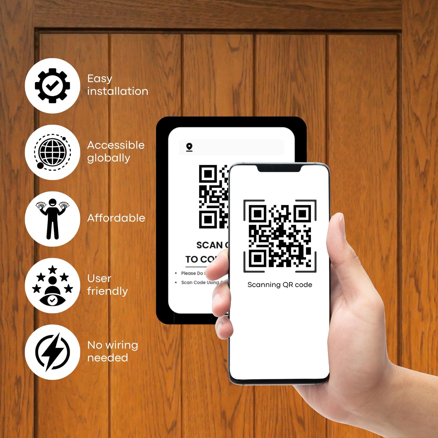 DoorVi Smart Video Doorbell Powered by QR Code Technology | Wireless Video Call & Intercom | No Electricity or Wi-Fi Required | 2-Way Talk | Square Sticker