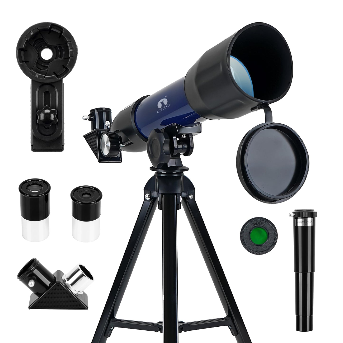 Cezo Telescope for Kids & Adults, 50mm Aperture Astronomical Refractor Telescope for Astronomy Beginners (18X-28.8X), 360mm Portable Scope with Tripod Stand and Mobile Holder (50-MM)