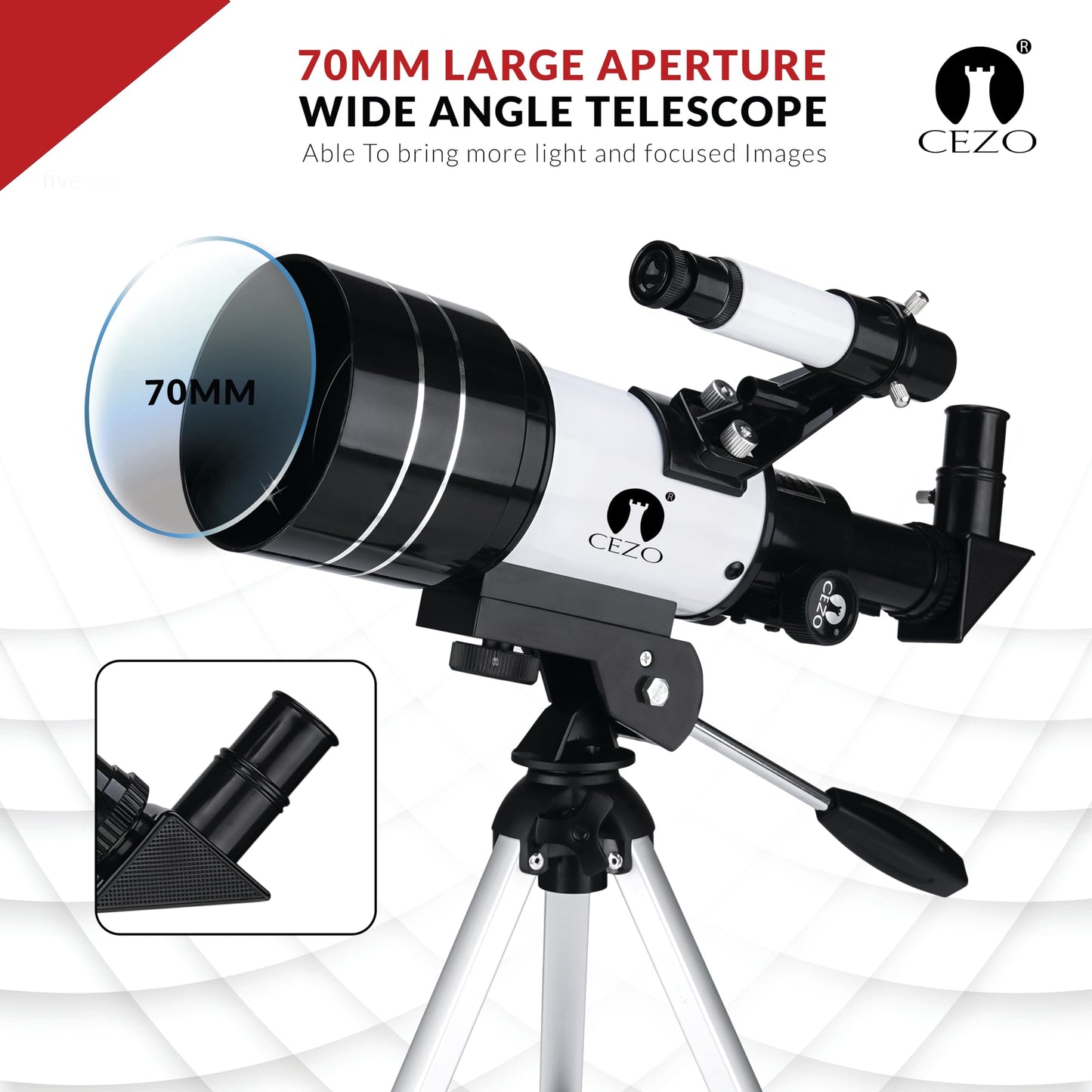 Cezo Telescope for Kids & Adults, 50mm Aperture Astronomical Refractor Telescope for Astronomy Beginners (18X-28.8X), 360mm Portable Scope with Tripod Stand and Mobile Holder (50-MM)
