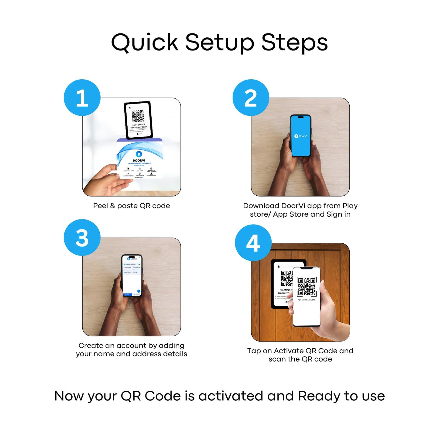 DoorVi Smart Video Doorbell Powered by QR Code Technology | Wireless Video Call & Intercom | No Electricity or Wi-Fi Required | 2-Way Talk | Square Sticker
