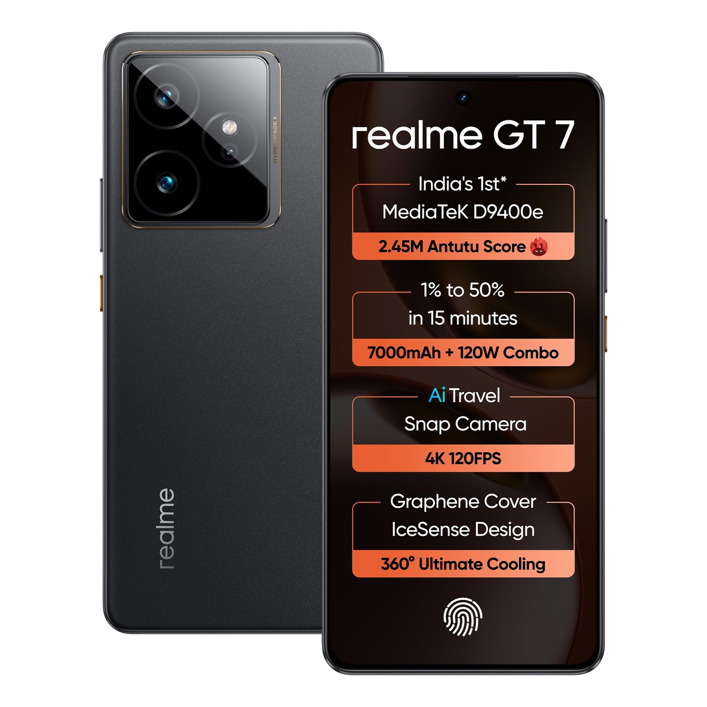 realme GT 7 (IceSense Blue,12GB+256GB) | India's 1st MediaTek Dimensity 9400e Chipset | Strongest Battery Combo 7000mAh + 120W | AI 4K 120FPS Travel Camera | 360° Cooling IceSense Design with Graphene