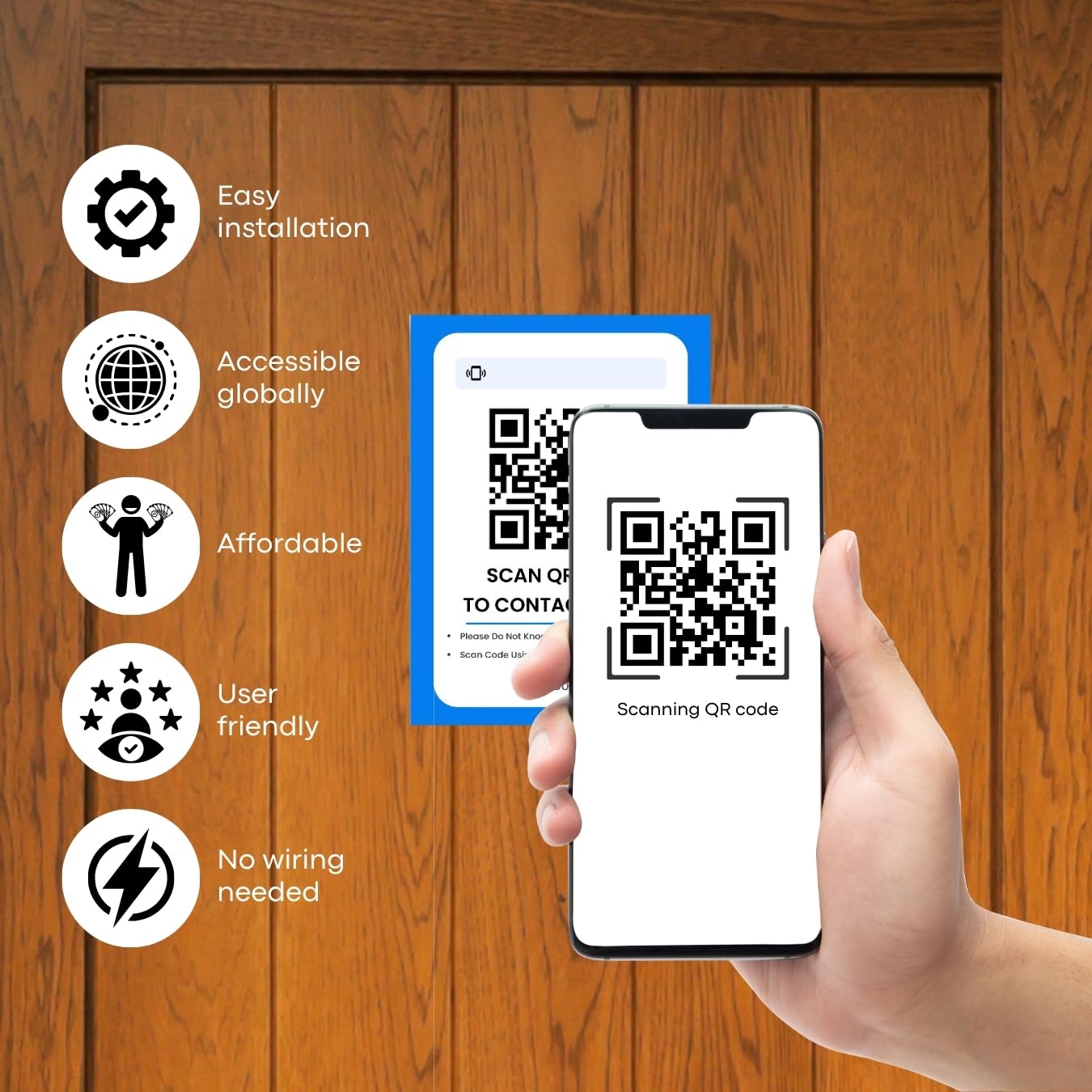 DoorVi Smart Video Doorbell Powered by QR Code Technology | Wireless Video Call & Intercom | No Electricity or Wi-Fi Required | 2-Way Talk | Square Sticker