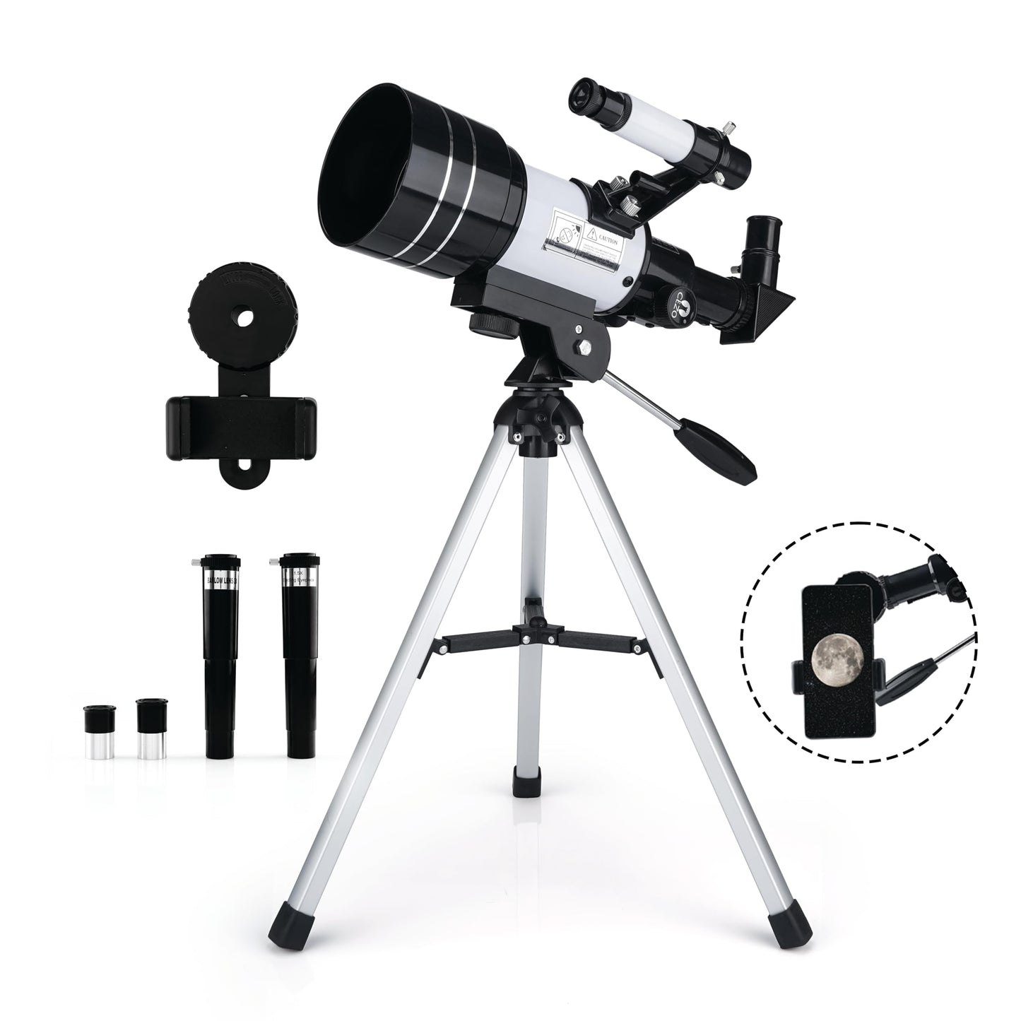Cezo Telescope for Kids & Adults, 50mm Aperture Astronomical Refractor Telescope for Astronomy Beginners (18X-28.8X), 360mm Portable Scope with Tripod Stand and Mobile Holder (50-MM)
