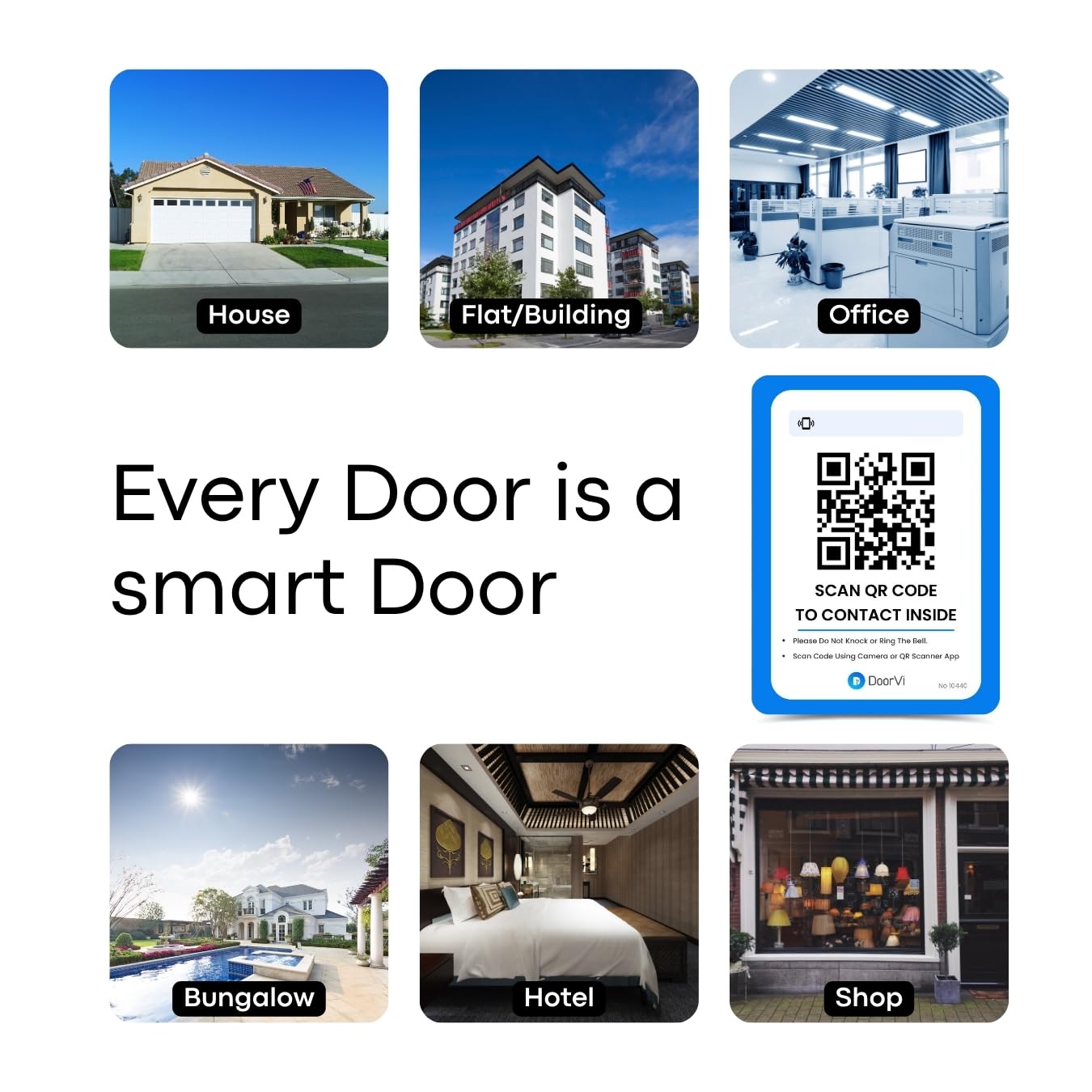DoorVi Smart Video Doorbell Powered by QR Code Technology | Wireless Video Call & Intercom | No Electricity or Wi-Fi Required | 2-Way Talk | Square Sticker