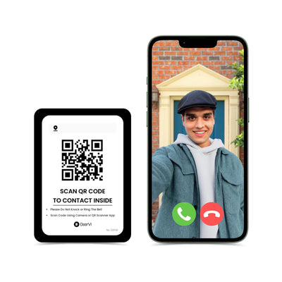 DoorVi Smart Video Doorbell Powered by QR Code Technology | Wireless Video Call & Intercom | No Electricity or Wi-Fi Required | 2-Way Talk | Square Sticker