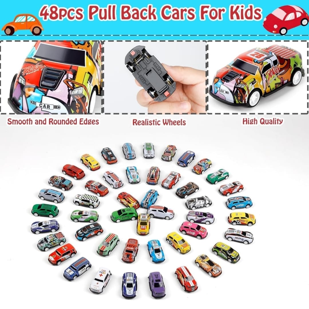 Alloy Pull Back Car Toy Gift Set – With Storage Box & City Map